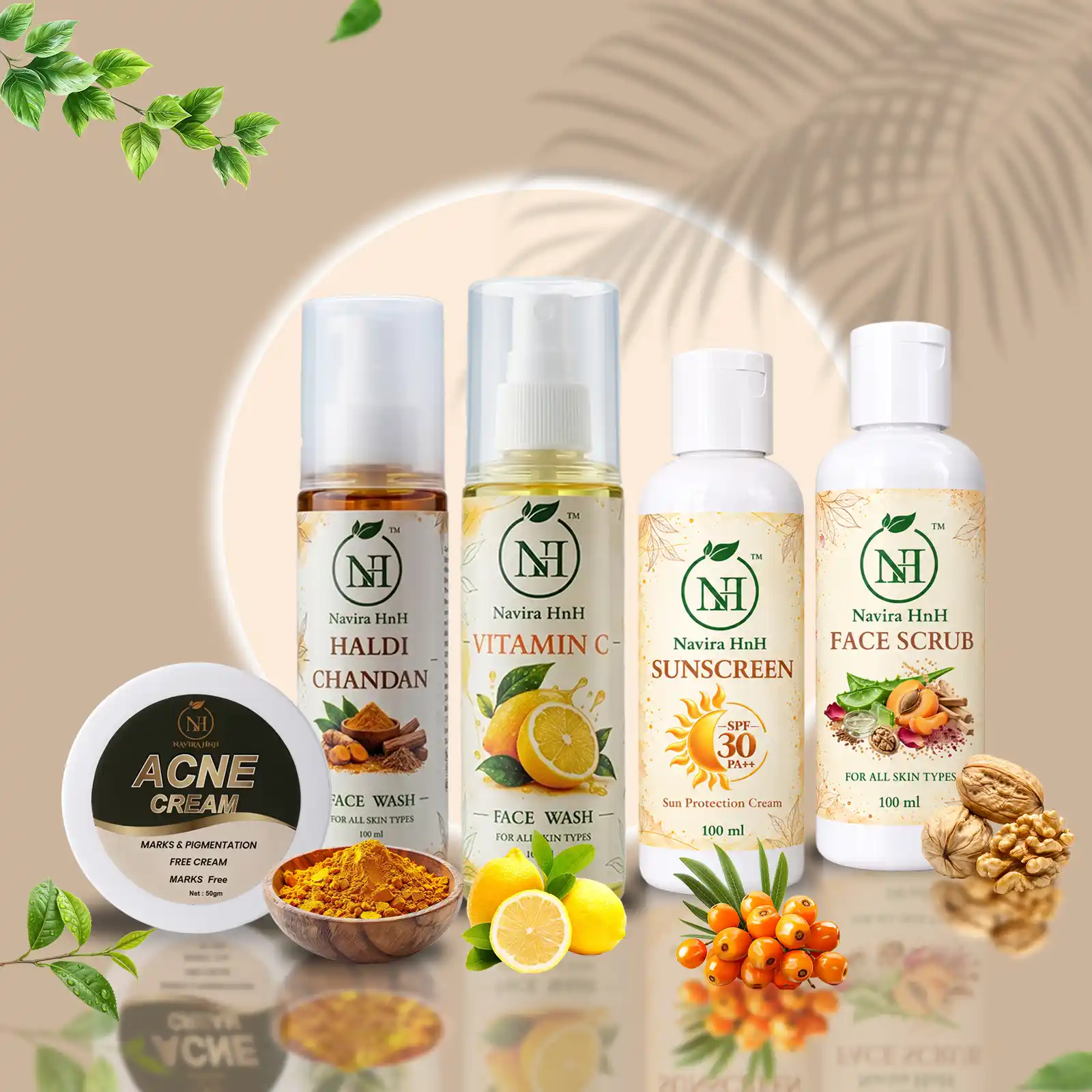 Complete Skincare Kit – Haldi Chandan Face Wash, Face Scrub, Sunscreen & Acne Cream